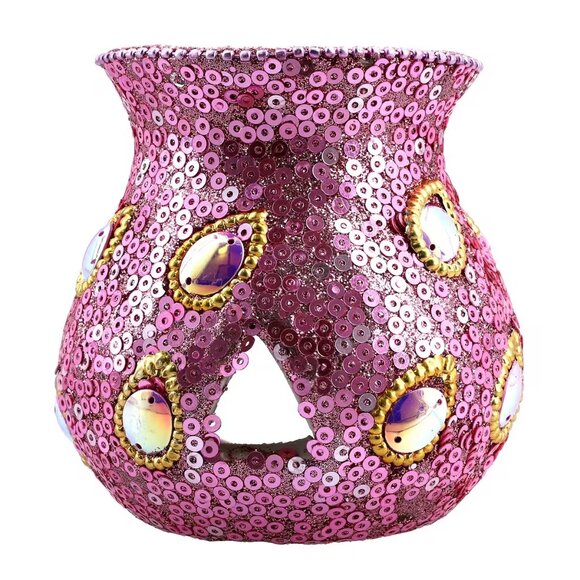 Final Price New Pink Peacock Print Ceramic Wax Tart Burner Set - Picture 5 of 7